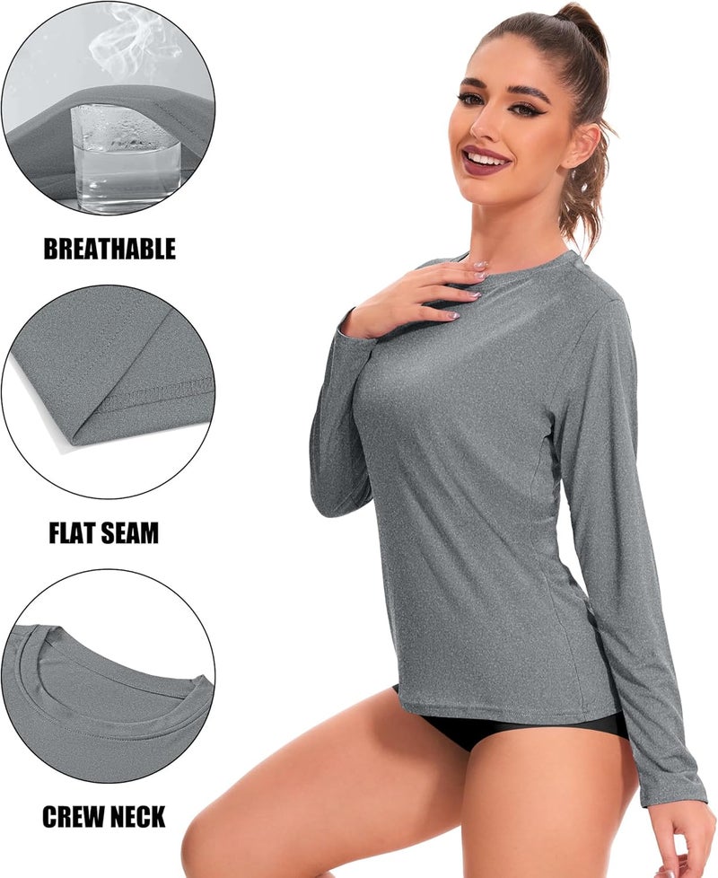 Kinglaman 6 Pack Women's Quick Dry Fit Long Sleeve Shirts, UPF 50+ Rash Guard Swim Fishing SPF UV Sun Protection Shirts - Image 4